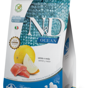 N&D OCEAN SALMÓN Y MELÓN MEDIUM – MAXI  BREEDS 2,5kg