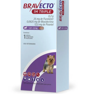 BRAVECTO 1M TRIPLE DOG MORADA (1.27KG-2.5KG) 25MG UND