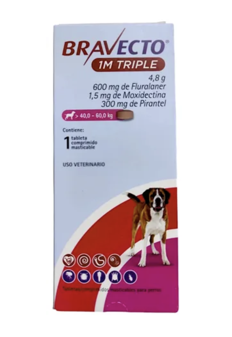 BRAVECTO 1 MES TRIPLE (40- 60 KG) 1 TABLETA